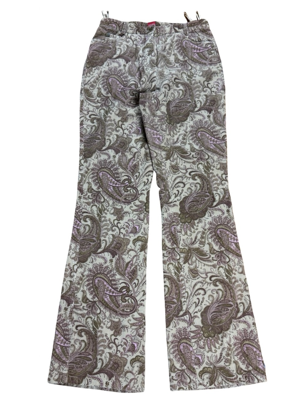 Women’s Y2K Olsen Europe Corduroy Flare Paisley Cute Pants Size 6